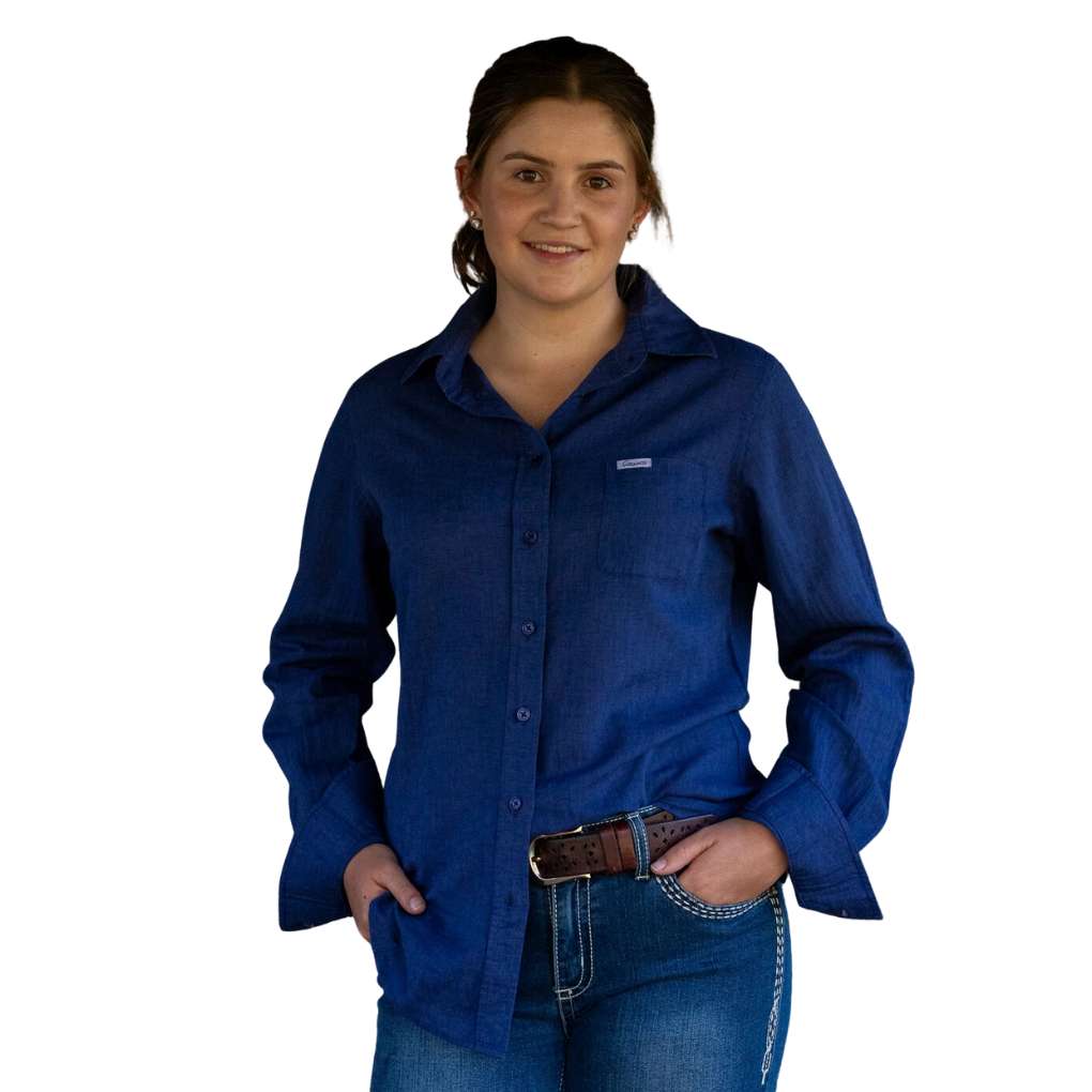 Grovers Ladies Navy Linen Shirt