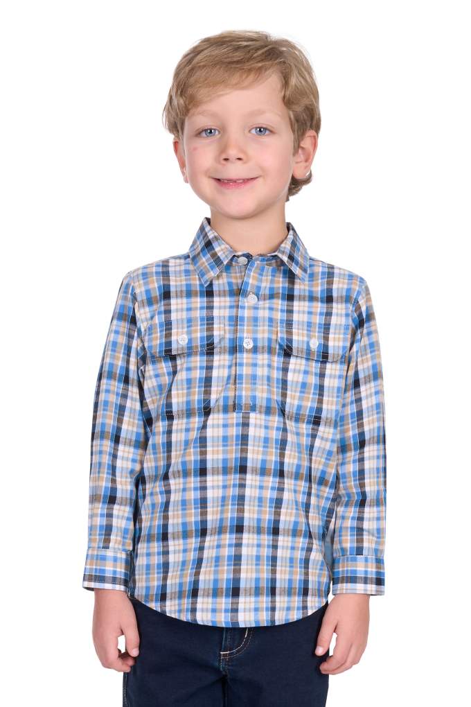 Hard Slog Kids Gibson Plaid Half Placket Shirt