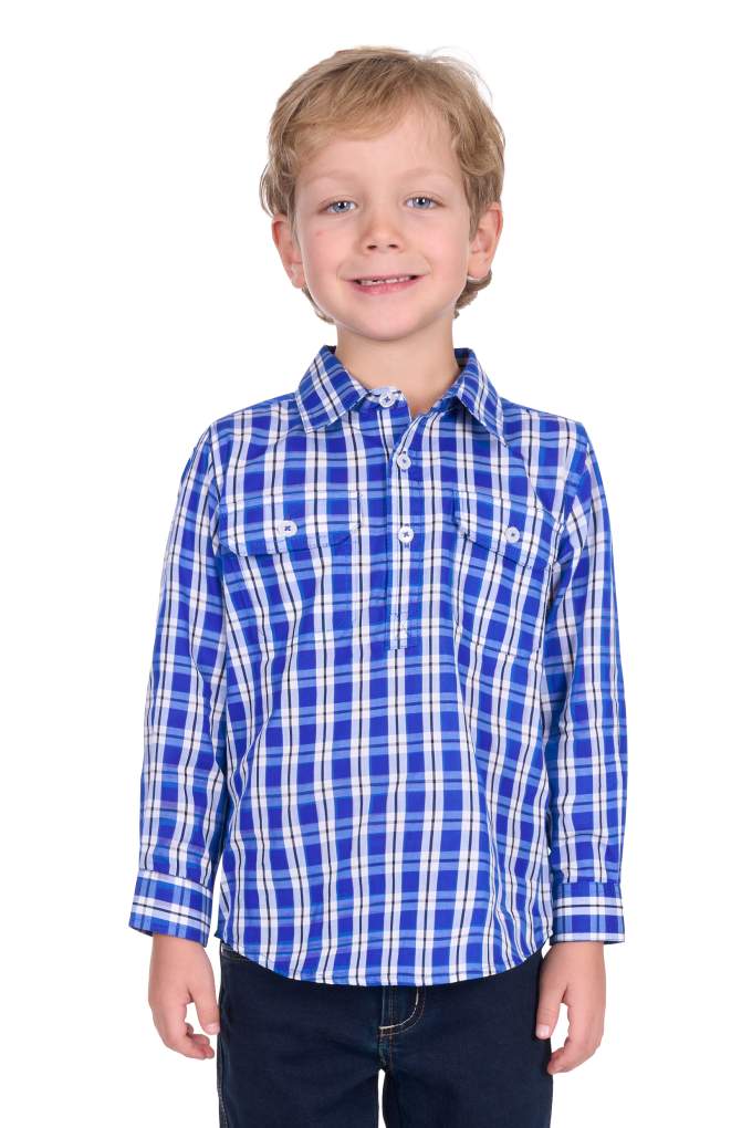 Hard Slog Kids Levers Plaid Half Placket Shirt