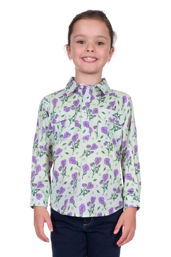 Hard Slog Kids Lynn Floral Half Placket Shirt