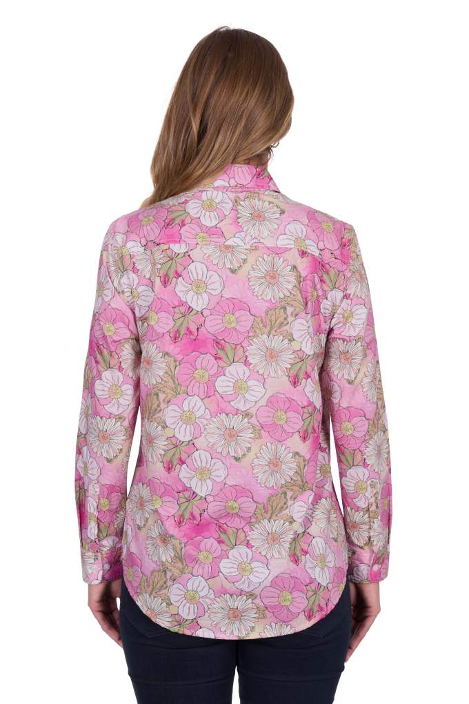 Hard Slog Ladies Etta Floral Half Button Shirt