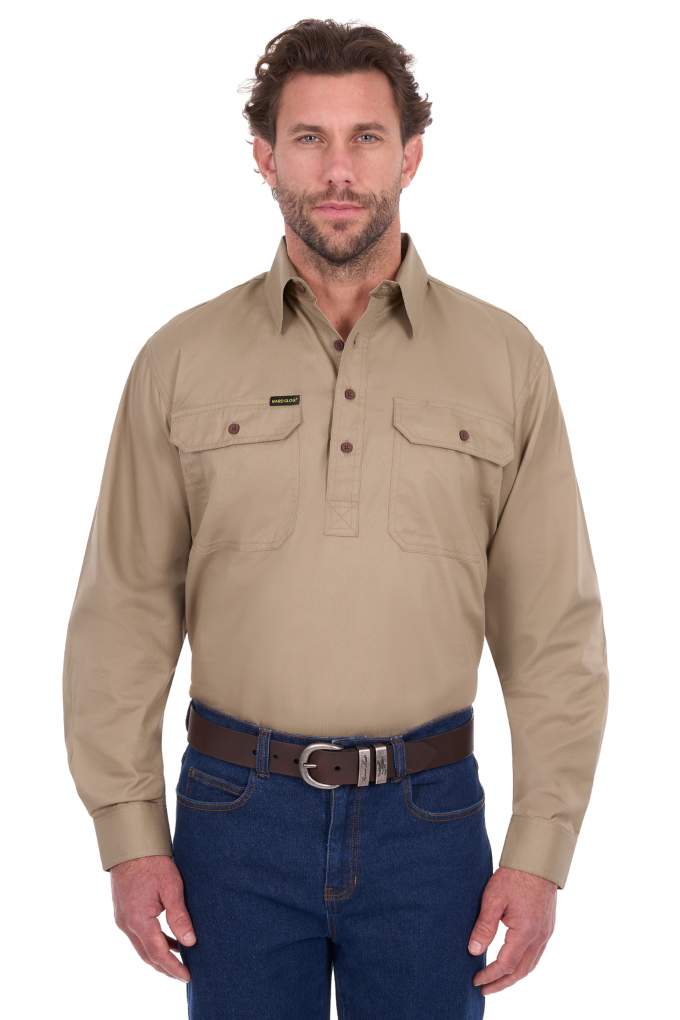 Hard Slog Mens Half Button Lightweight Workshirt