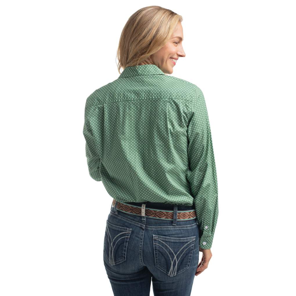 JCA Ladies Abbey Eucalyptus &amp; White Mini Spots Workshirt