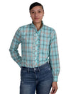 JCA Ladies Abbey Frills Mint Green Plaid Workshirt