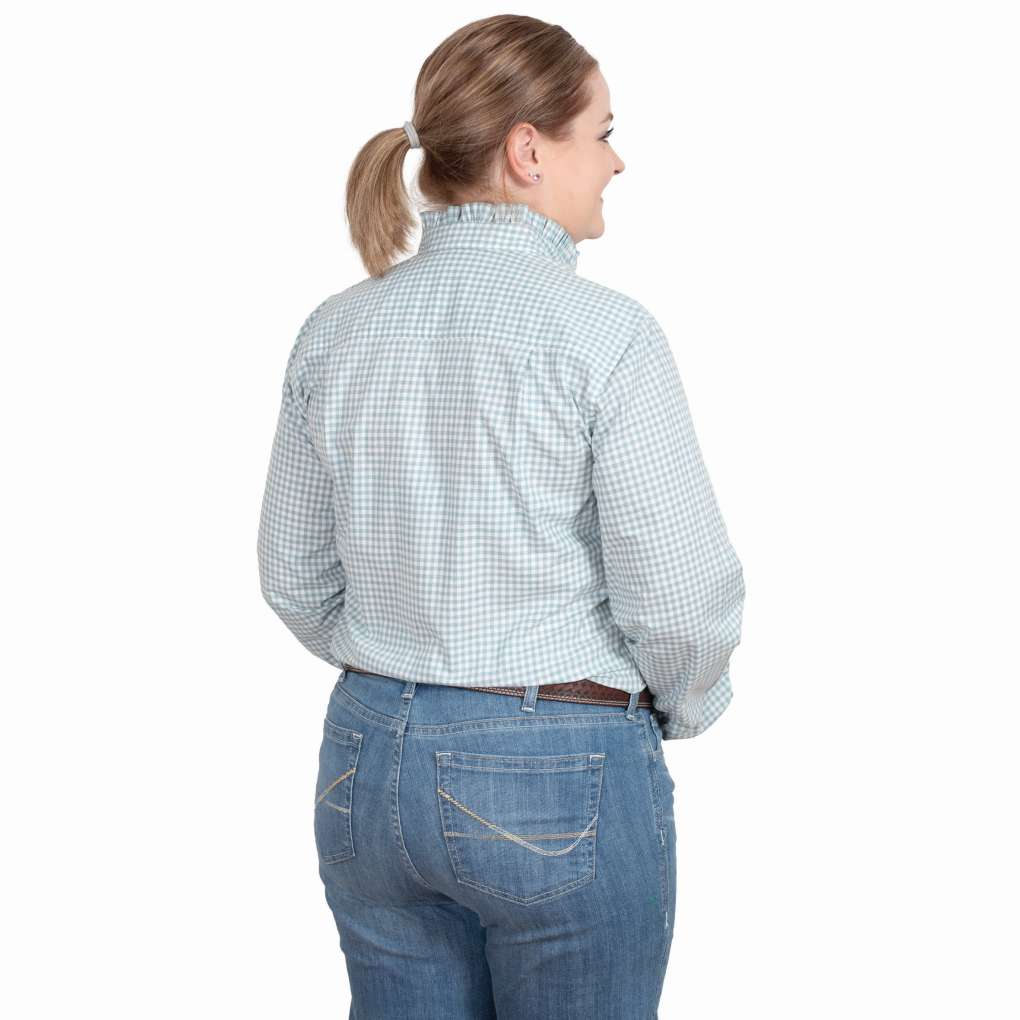 JCA Ladies Abbey Dusty Turquoise Small Check Shirt
