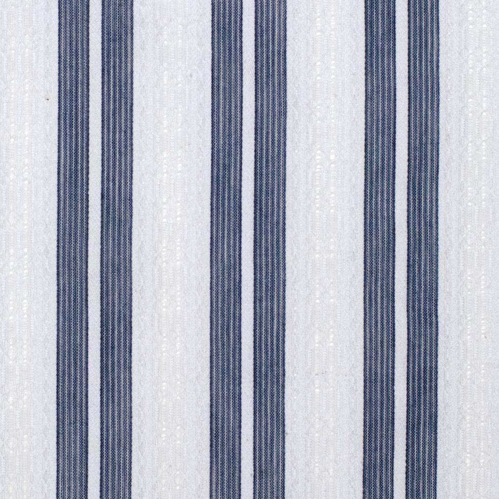 JCA Ladies AbbeyFrill Indigo Blue/White Striped Lace Workshirt