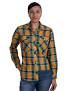 JCA Ladies Abbey Mustard/Navy Plaid Full Button Workshirt