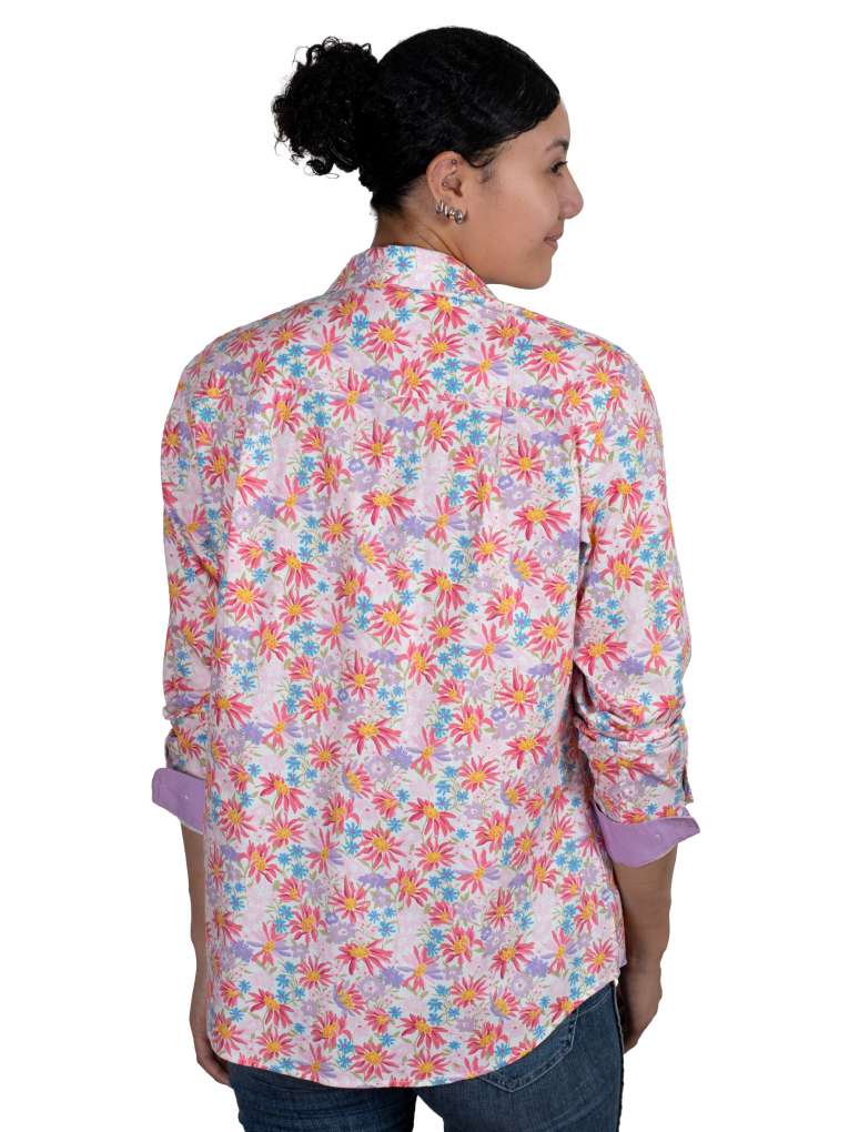 JCA Ladies Abbey White Wildflowers Workshirt