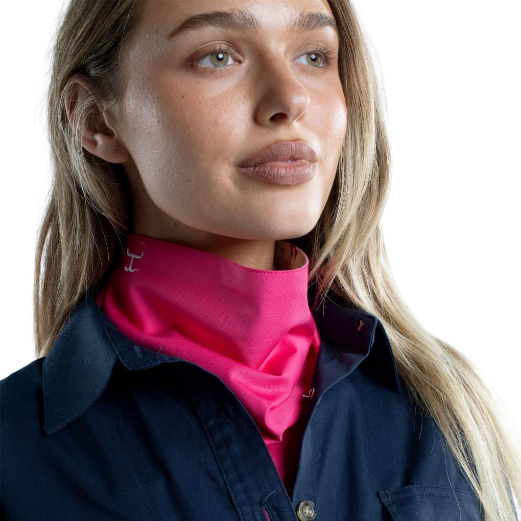 JCA Carlee Hot Pink/Cream &amp; Fuchsia Western Print Double Sided Scarf