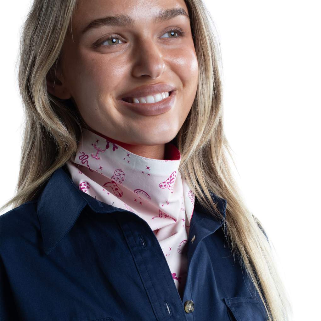JCA Carlee Hot Pink/Cream &amp; Fuchsia Western Print Double Sided Scarf