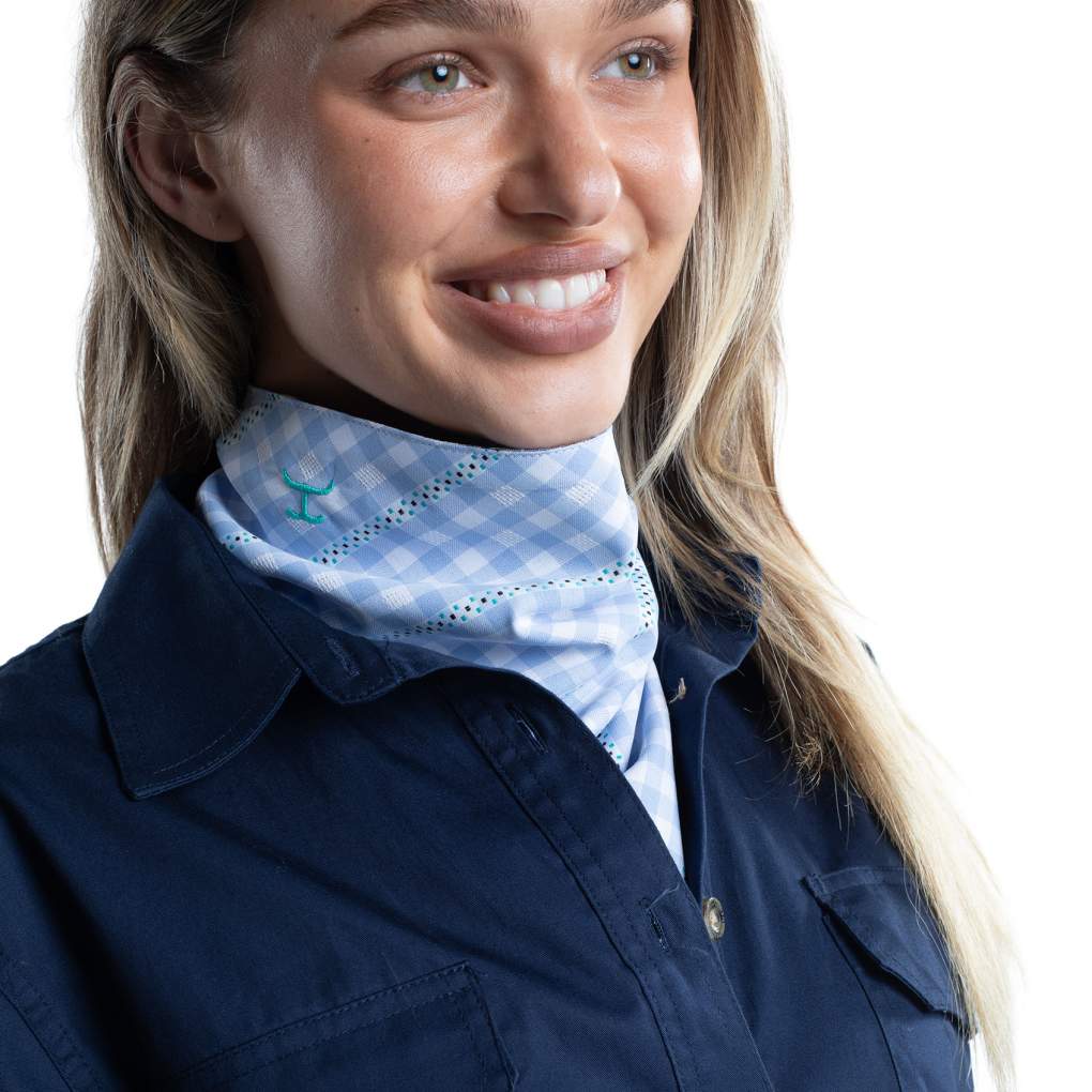JCA Carlee Patriot Blue &amp; White/Vista Blue &amp; White check Double Sided Scarf