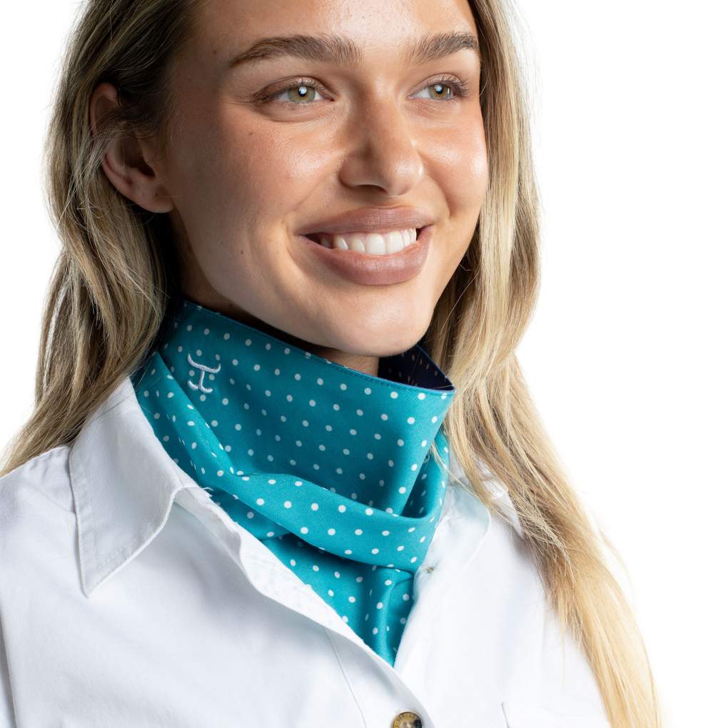 JCA Carlee Bay Teal Spots/Deep Ultramarine Blue Spots Double Sided Scarf