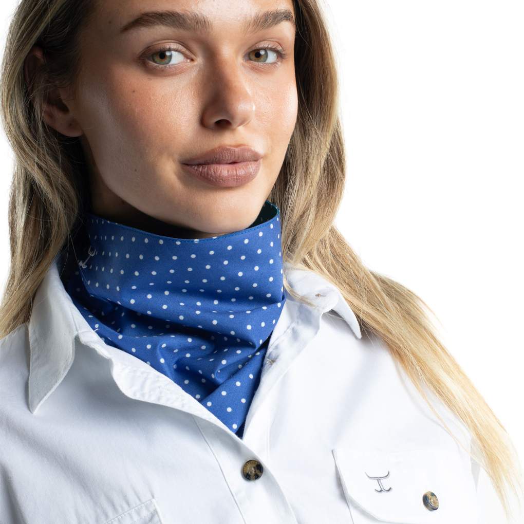 JCA Carlee Bay Teal Spots/Deep Ultramarine Blue Spots Double Sided Scarf
