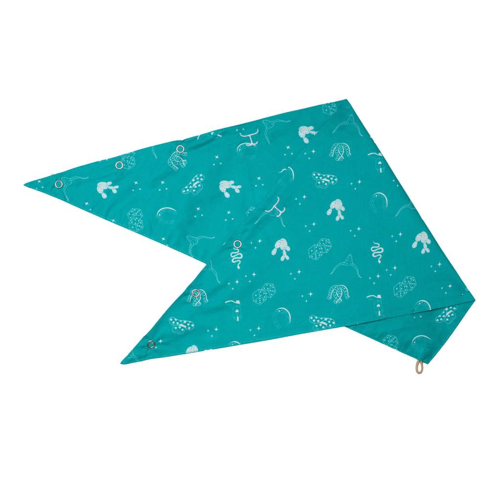 JCA Carlee Turquosie &amp; White Western Print Double Sided Scarf