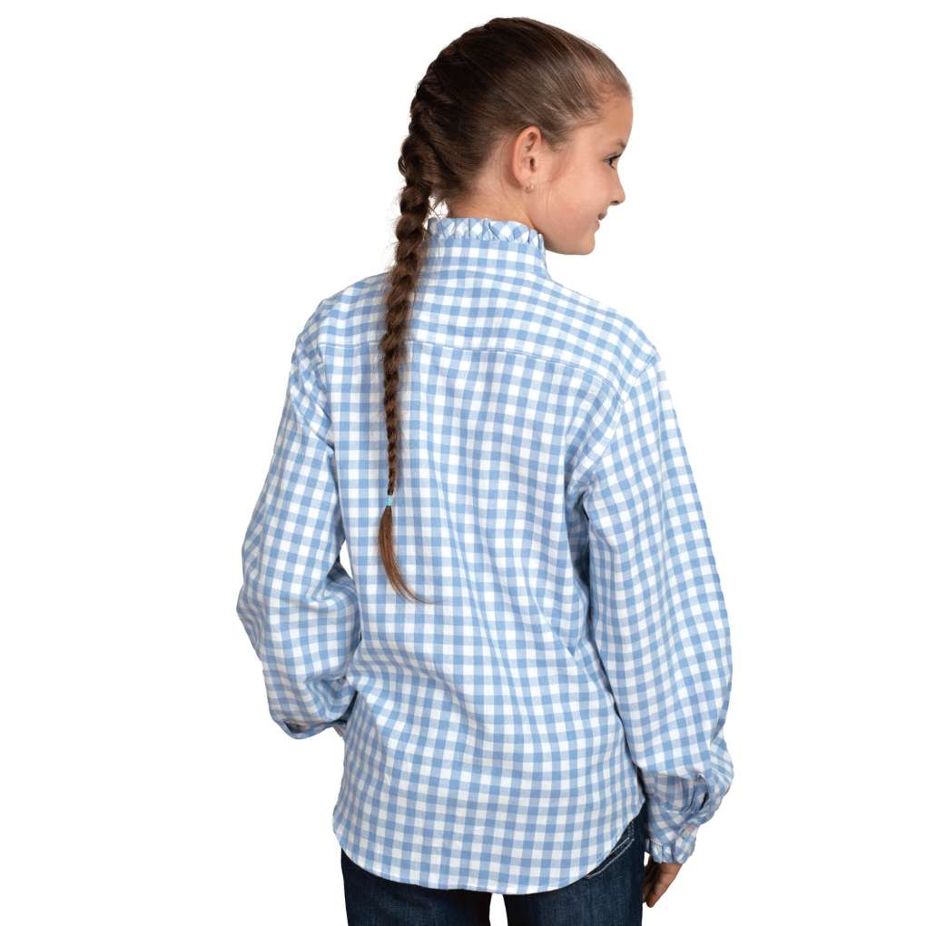 JCA Girls Gracie Frill Cornflower Check Workshirt