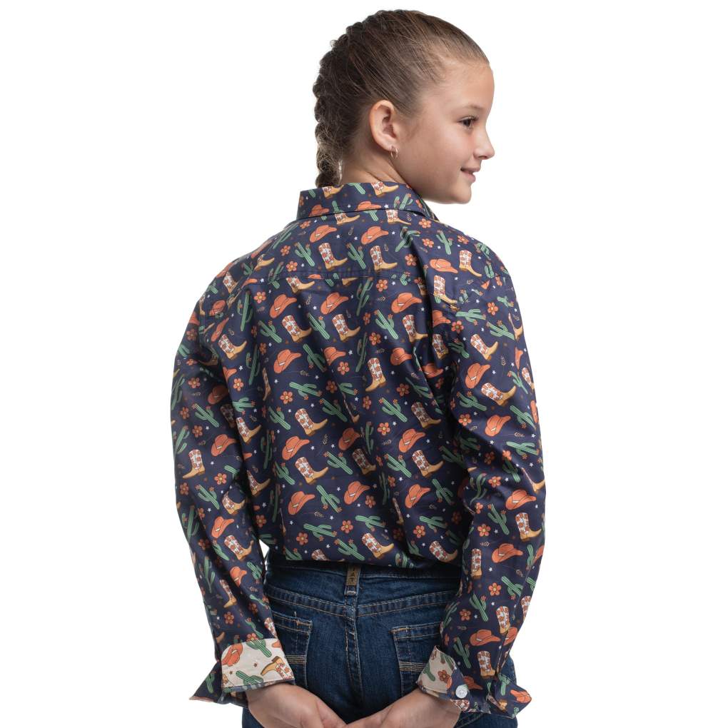 JCA Girls Harper Navy Western Boots Workshirt