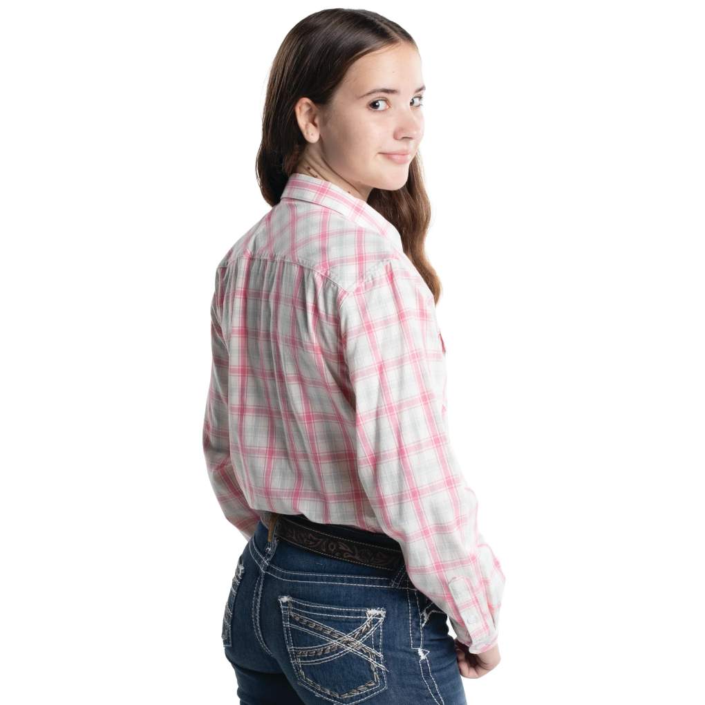 JCA Girls Harper Pink, Blue &amp; White Plaid Workshirt