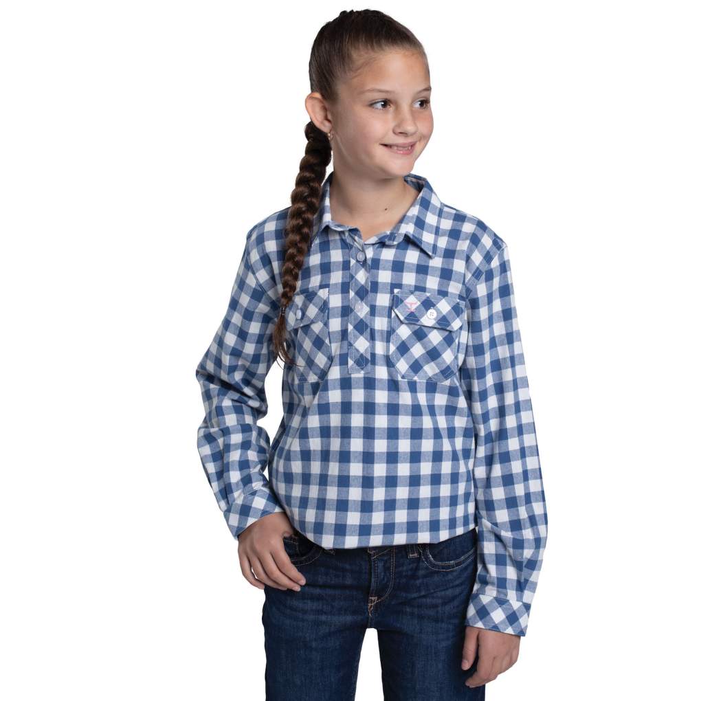 JCA Girls Harper True Blue &amp; White Lge Check