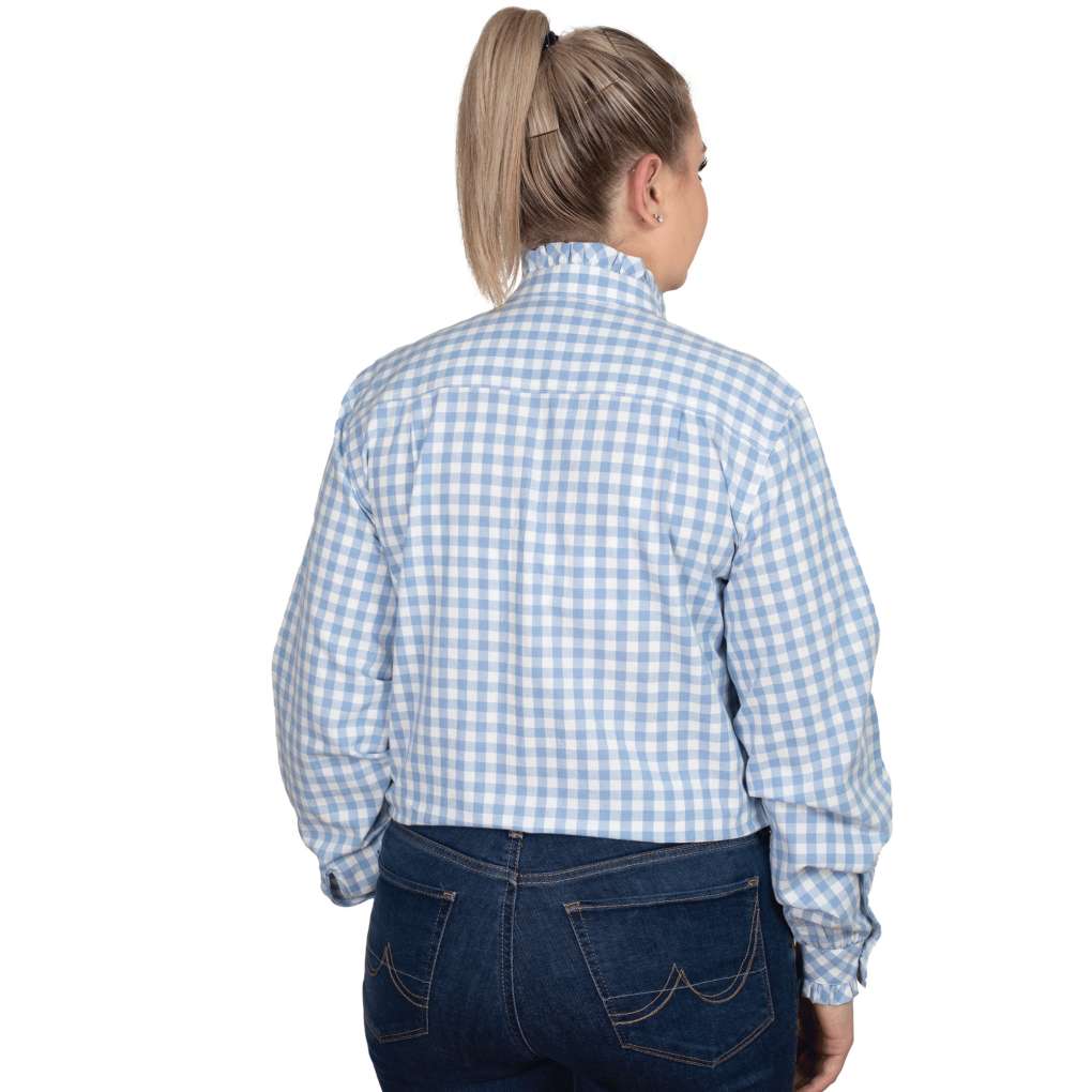 JCA Ladies Abbey Frills Cornflower Blue Check Workshirt