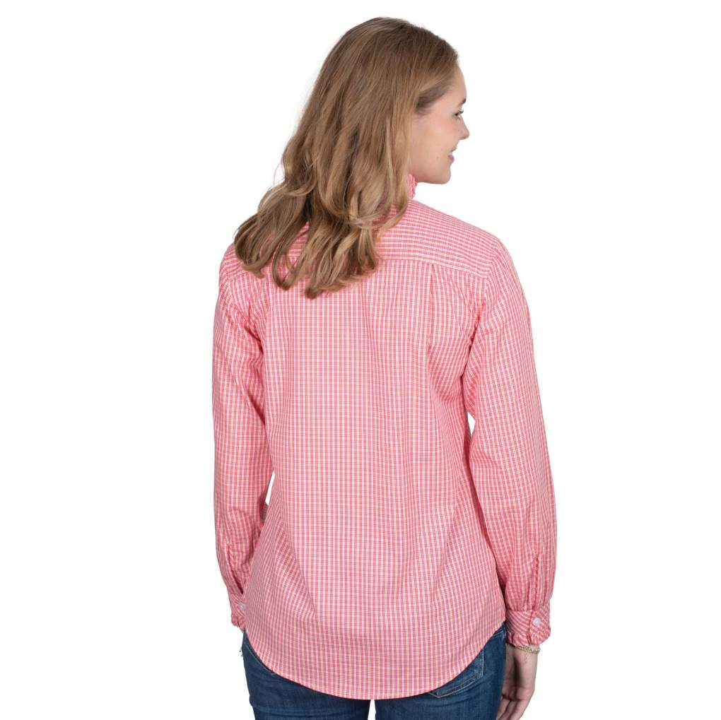 JCA Ladies Abbey Frills Light Pink/Pink Plaid Workshirt