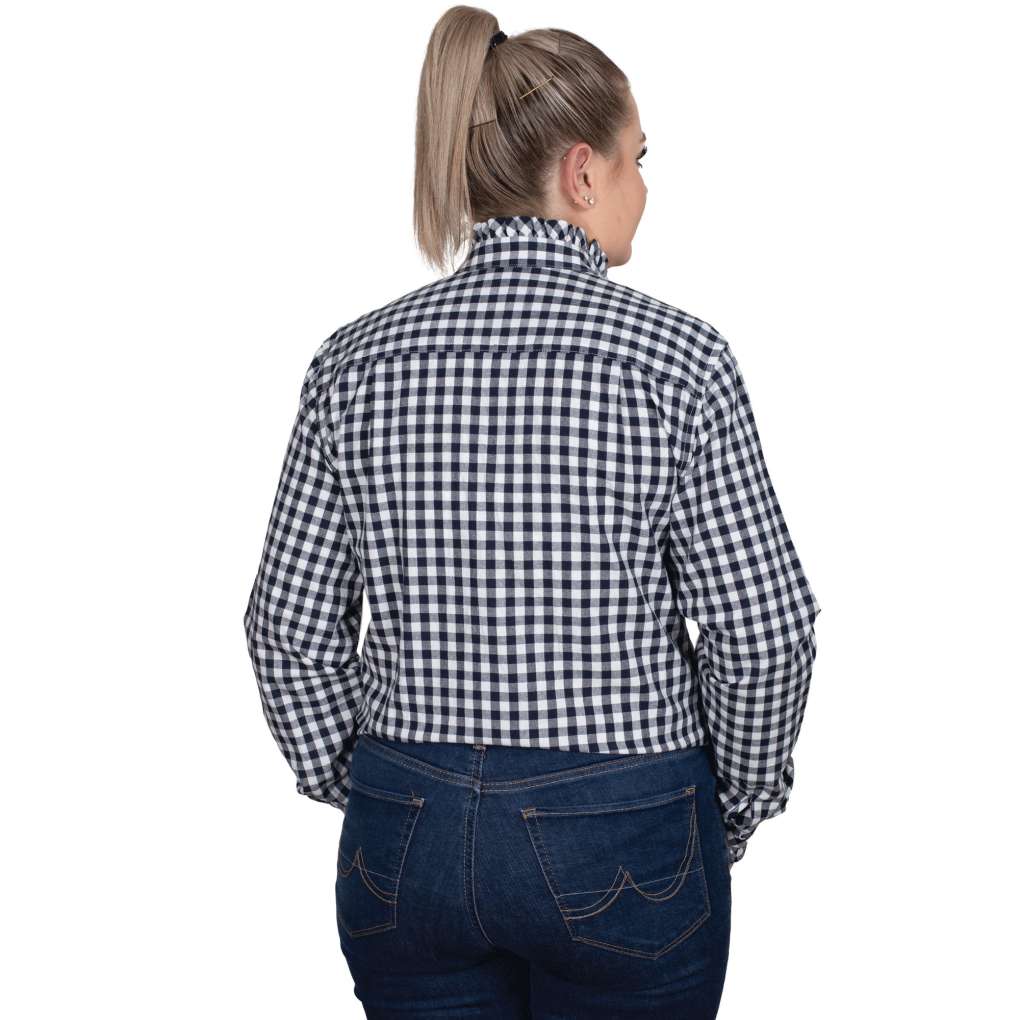 JCA Ladies Abbey Frills Navy Check Workshirt
