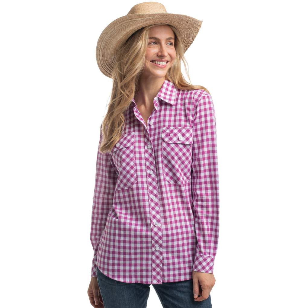 JCA Ladies Abbey Magenta/White Check Workshirt