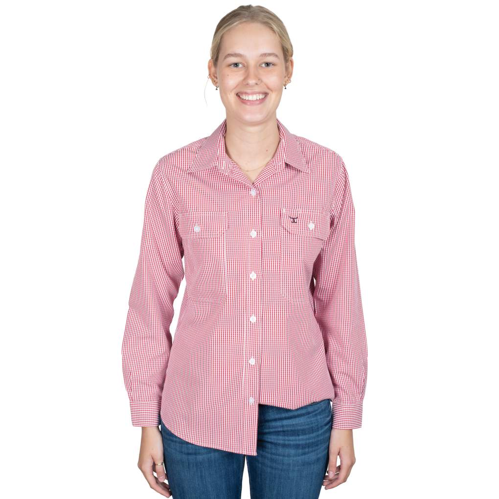 JCA Ladies Abbey Mini Check Chilli Workshirt