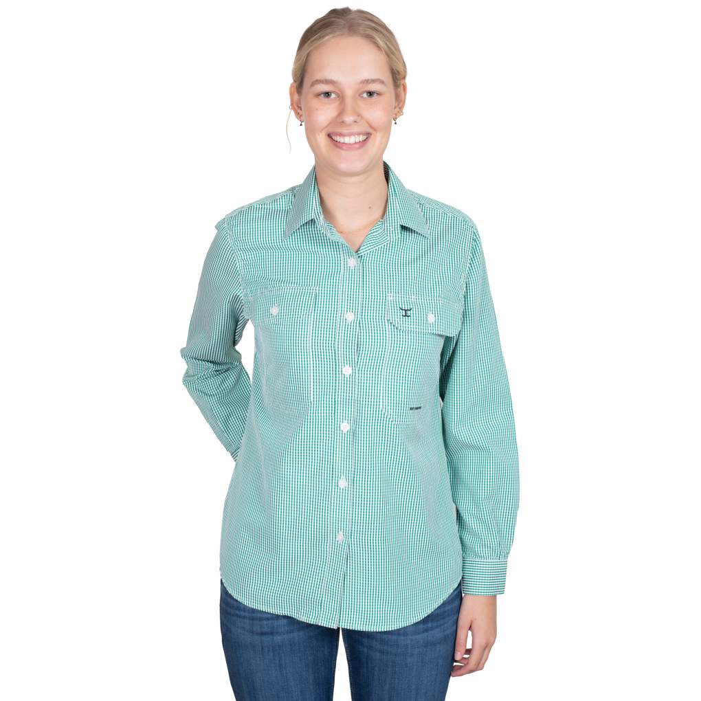 JCA Ladies Abbey Mini Check Ivy Workshirt
