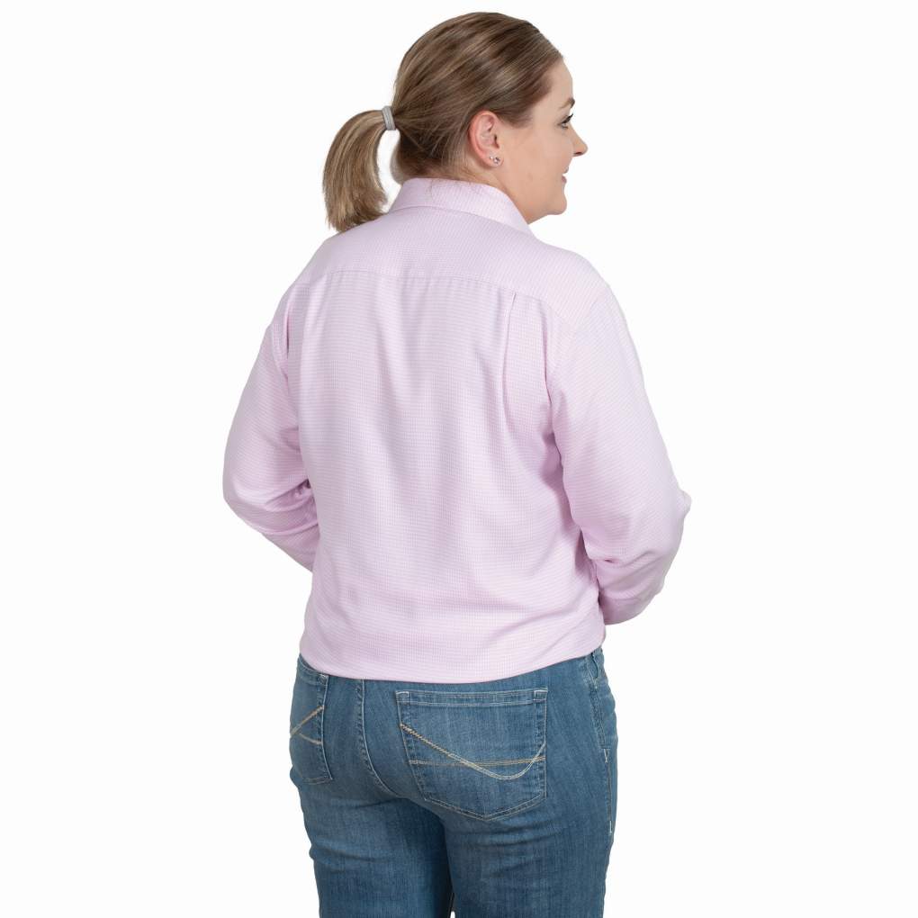 JCA Ladies Brooke Houndstooth Bamboo Blend Pink Workshirt