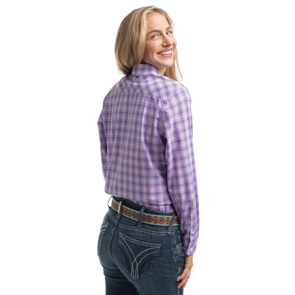 JCA Ladies Georgie Orchid/Royal Blue Check Workshirt