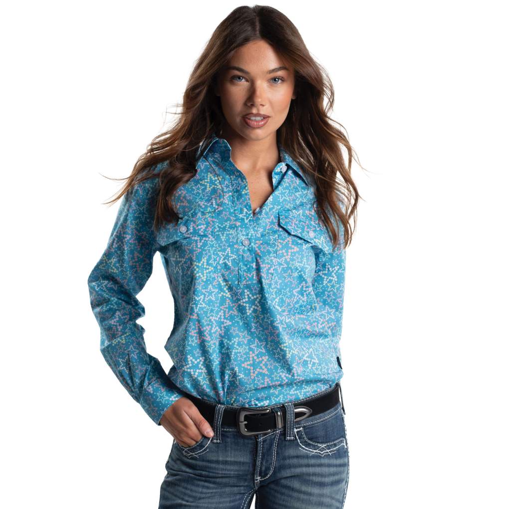 JCA Ladies Georgie Swedish Blue Stars Workshirt