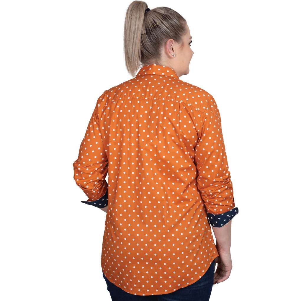 JCA Ladies Abbey Pumpkin Spice Dots/Navy Dots Workshirt