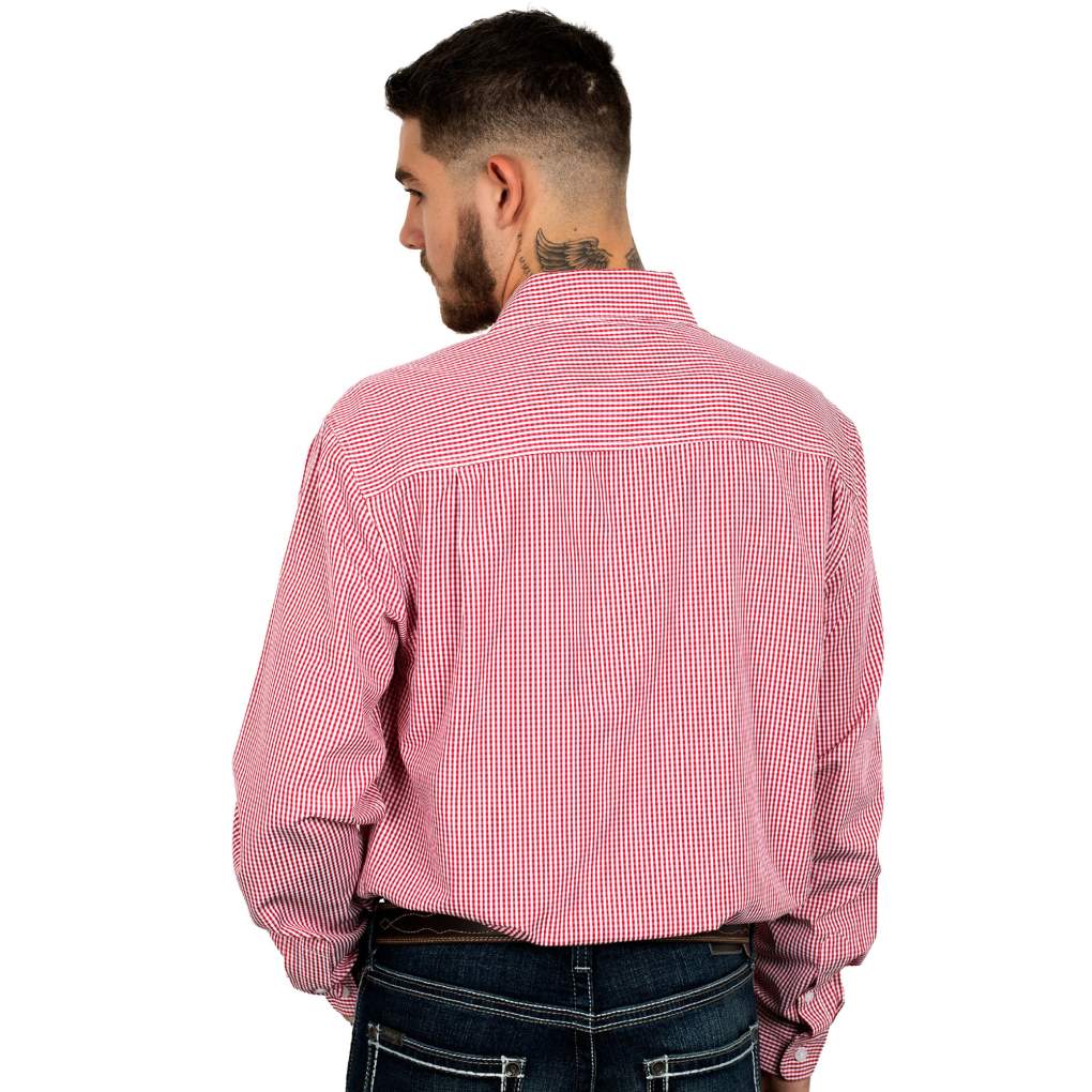 JCA Mens Austin Mini Check Chilli Workshirt