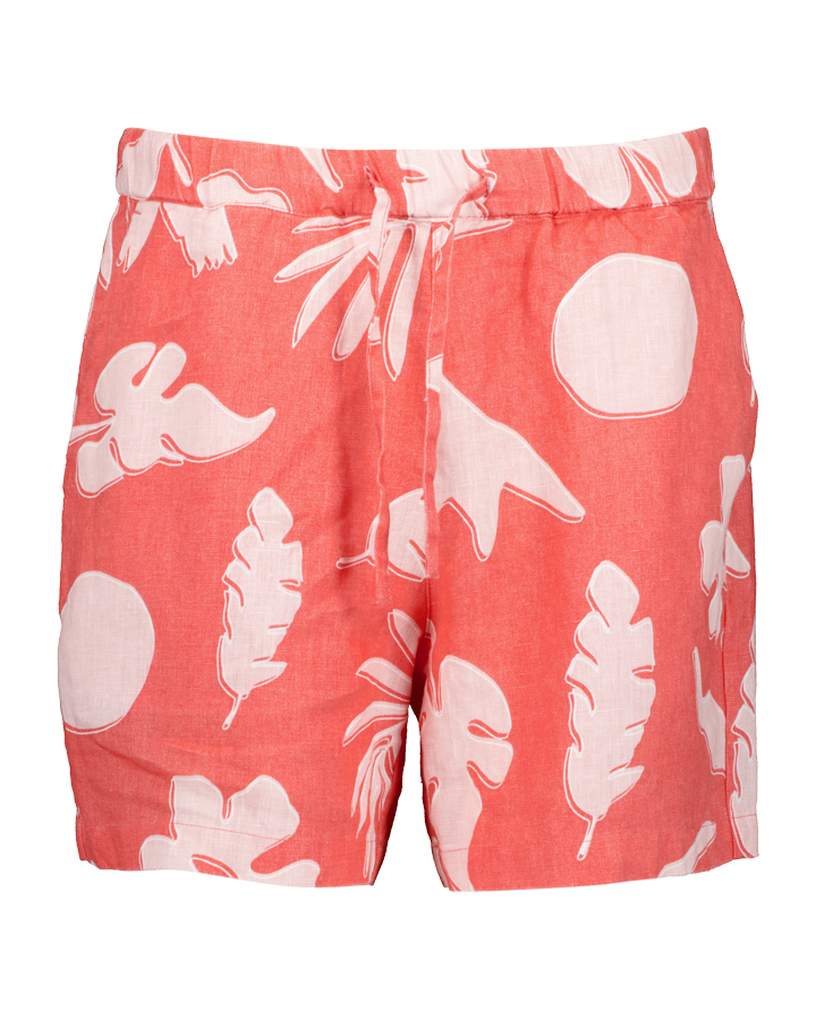 Swanndri Ladies Leafage Linen Shorts Watermelon/Marshmallow