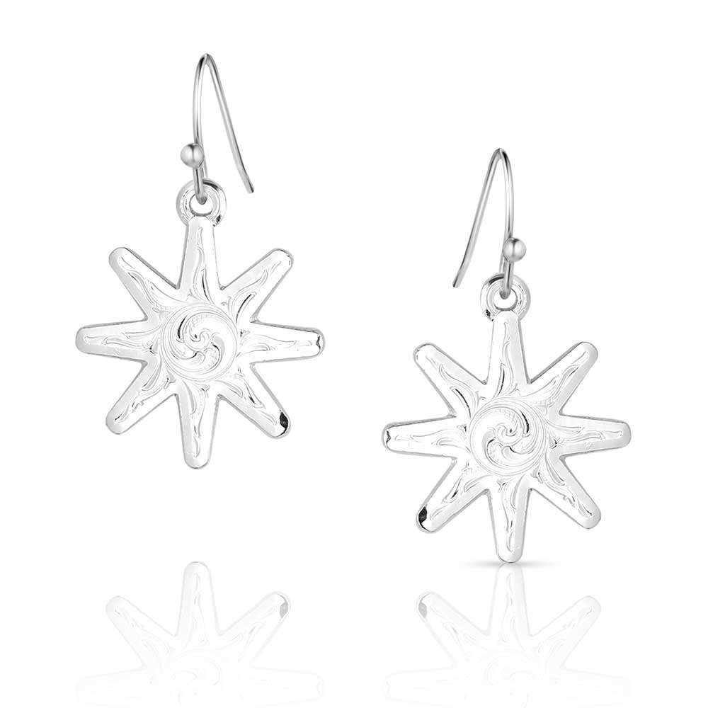 Montana Spur Rowel Silver Earring