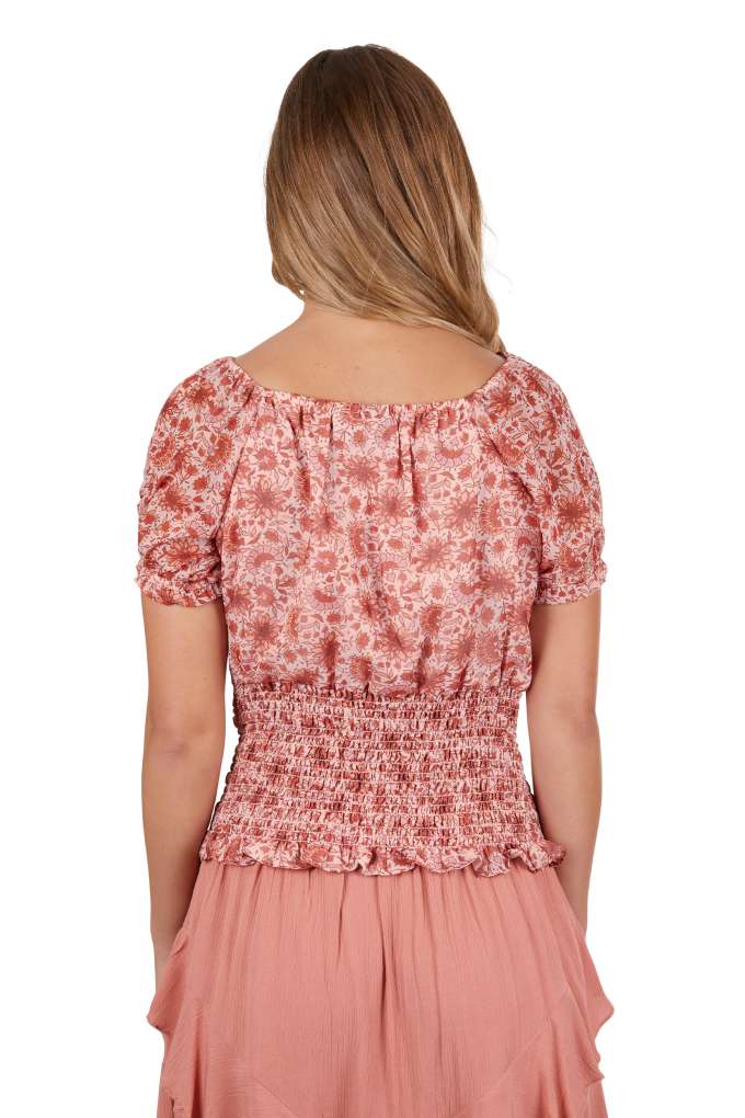 Pure Western Ladies Montana Shirred Blouse