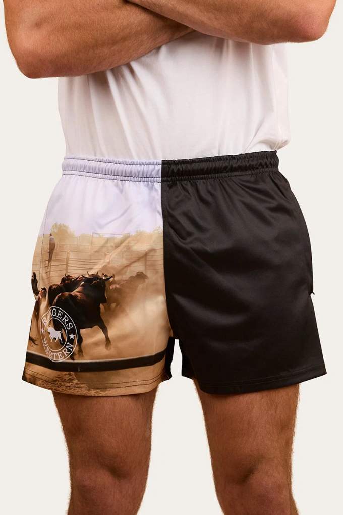 Ringers Western Mens Footy Shorts Yarding Up