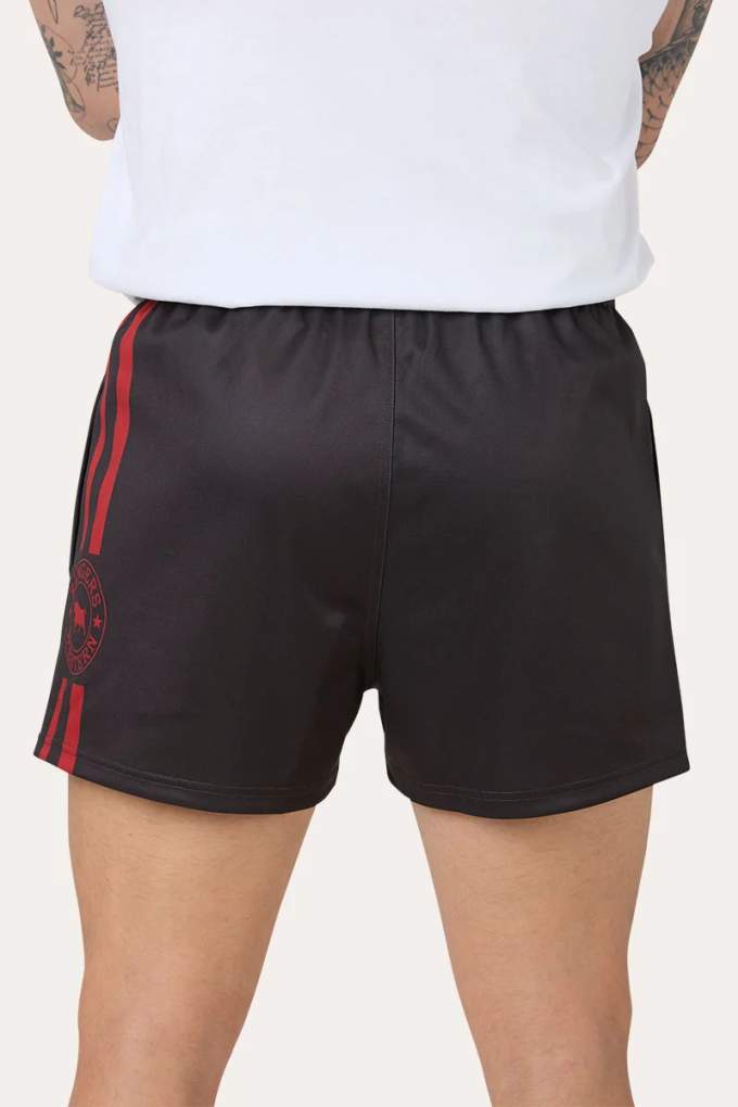 Ringers Western Mens Charcoal/Red Footy Shorts