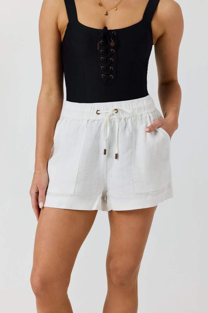 Ringers Western Ladies Kinsley Linen Shorts White