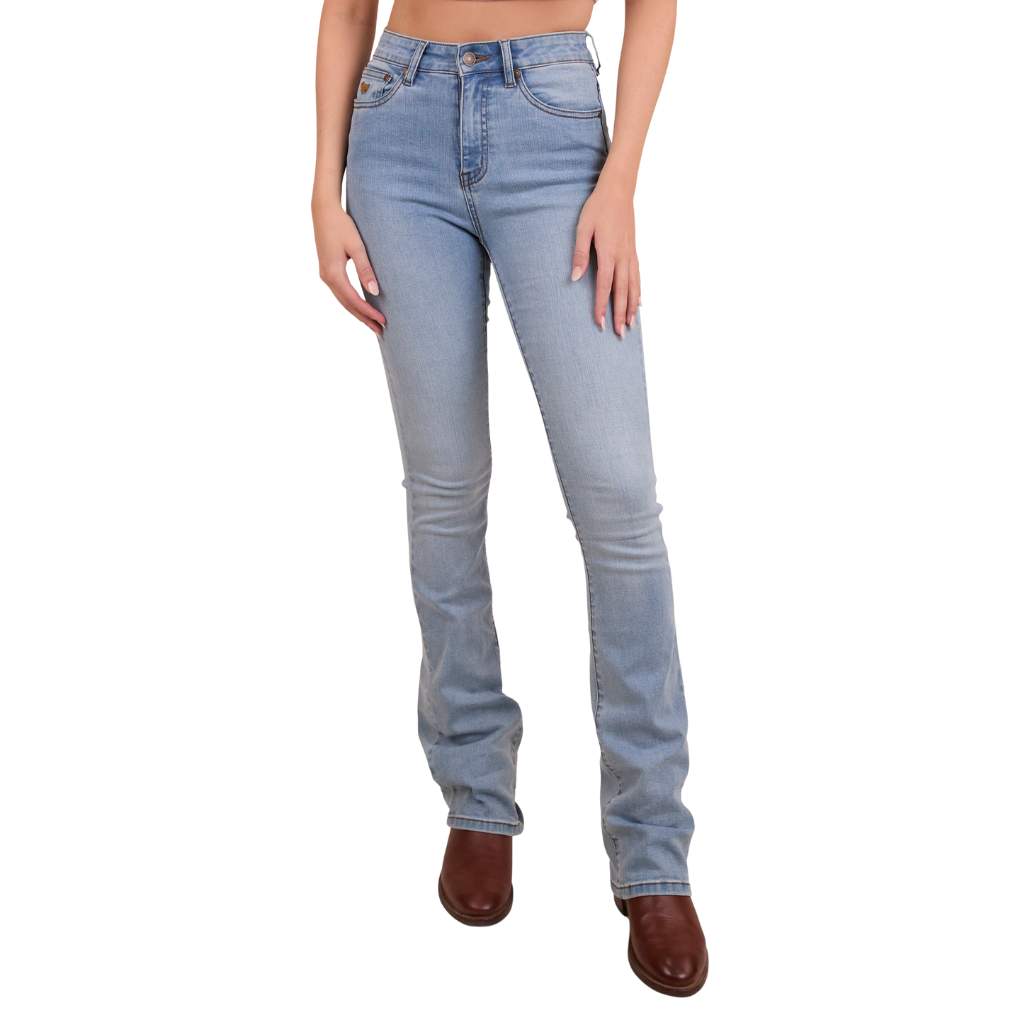 Ringers Western Ladies Penny Rodeo Reg High Rise Jeans Vintage Light Blue