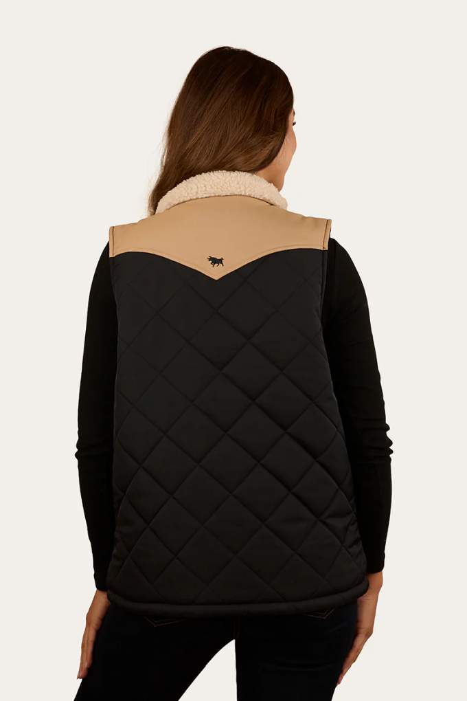 Ringers Western Ladies Selwyn Puffer Vest Dark Sand/Black