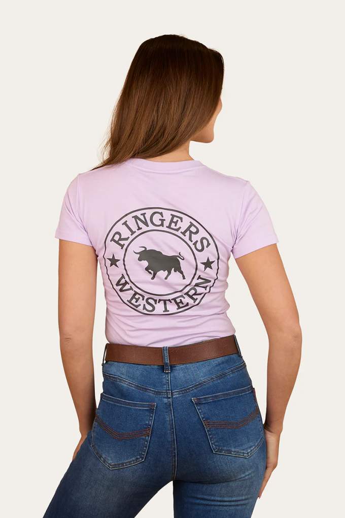 Ringers Western Ladies Signature Bull Classic Tee Lilac/charcoal