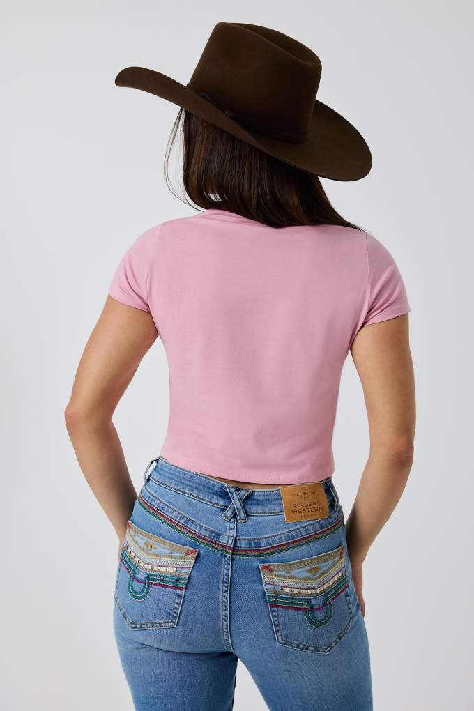Ringers Western Ladies Wild Heart Baby Tee Dusty Pink