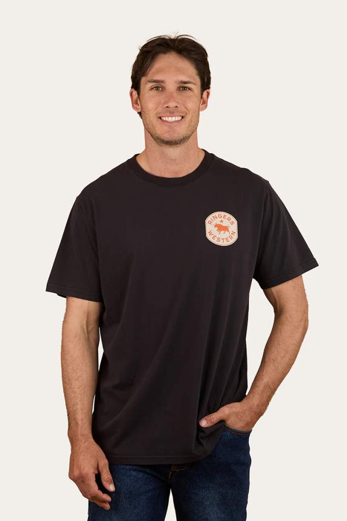 Ringers Western Mens Bottoms Up Tee Washed Black