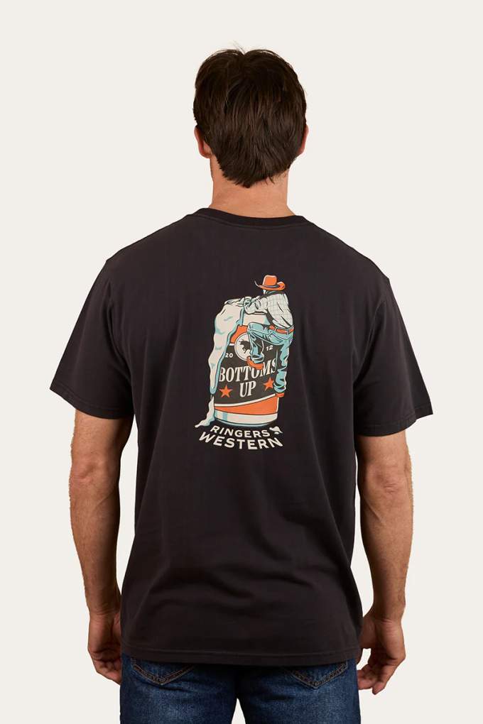 Ringers Western Mens Bottoms Up Tee Washed Black