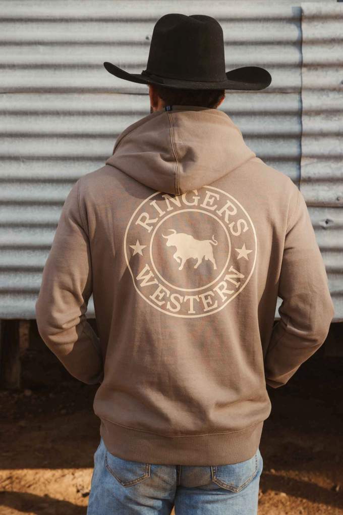 Ringers Western Mens Signature Bull Hoodie Mushroom