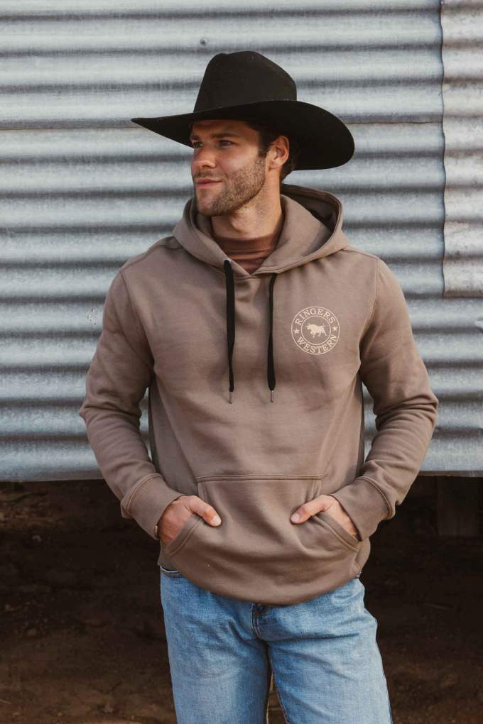 Ringers Western Mens Signature Bull Hoodie Mushroom