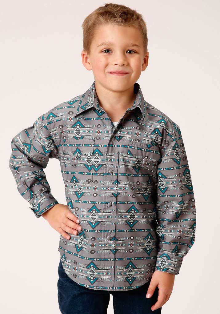 Roper Boys West Made Aztec Print Shirt