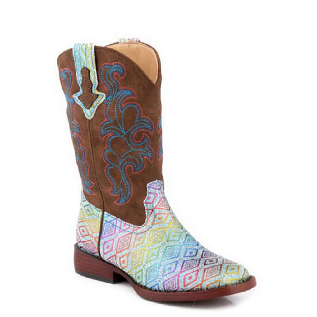 Roper Kids Glitter Maya Blue Aztec Glitter/Brown