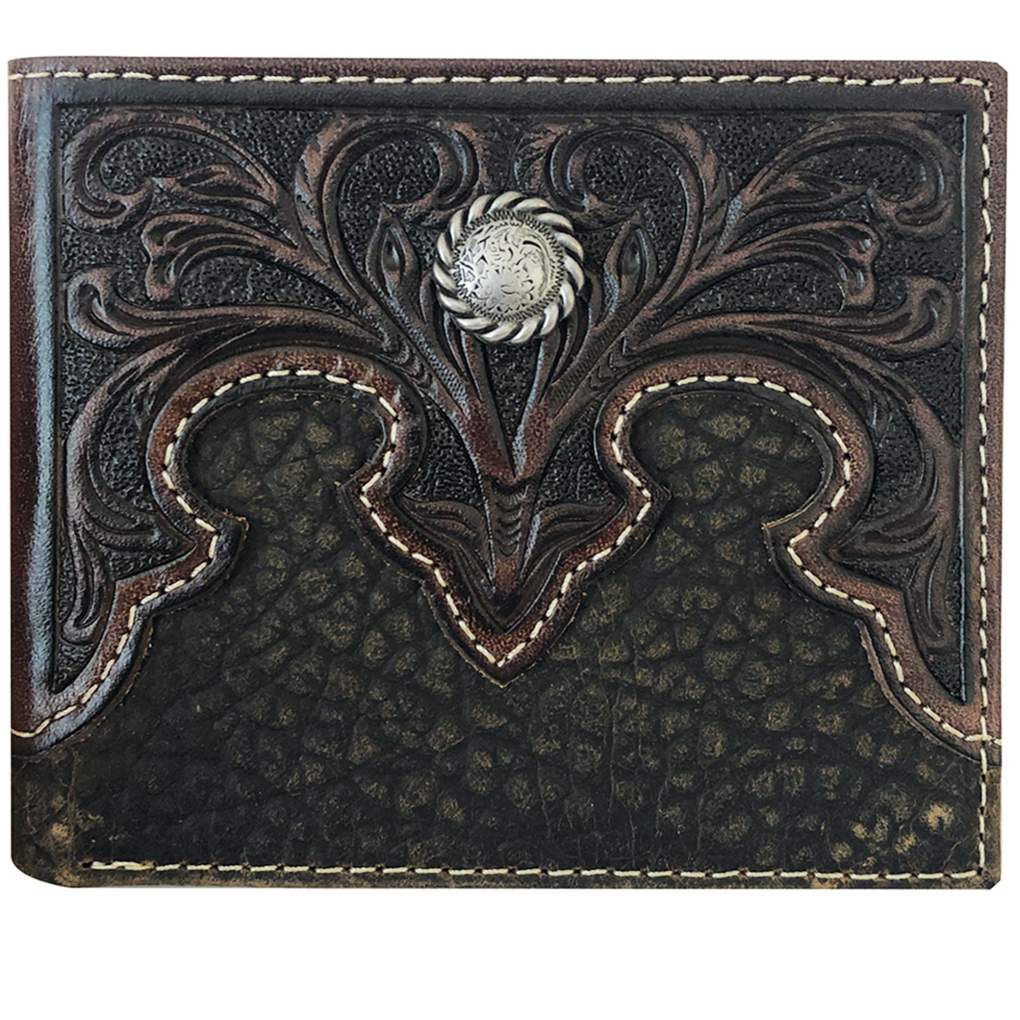 Roper Bi-Fold Tooled Yoke Brown Wallet